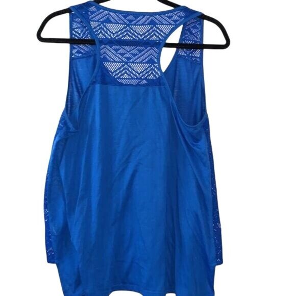 Wound Up Blue Racerback Tank Top With Lace Details & Anchor Graphic XLarge (15-1 - Picture 8 of 10